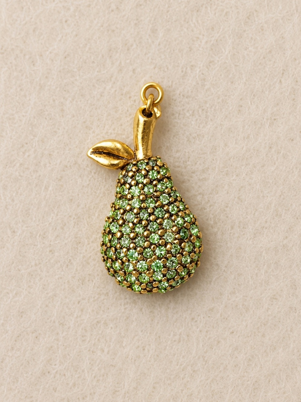 1” Gold Plated Green Zircon Pear Pendant Necklace NWT - Picture 1 of 2